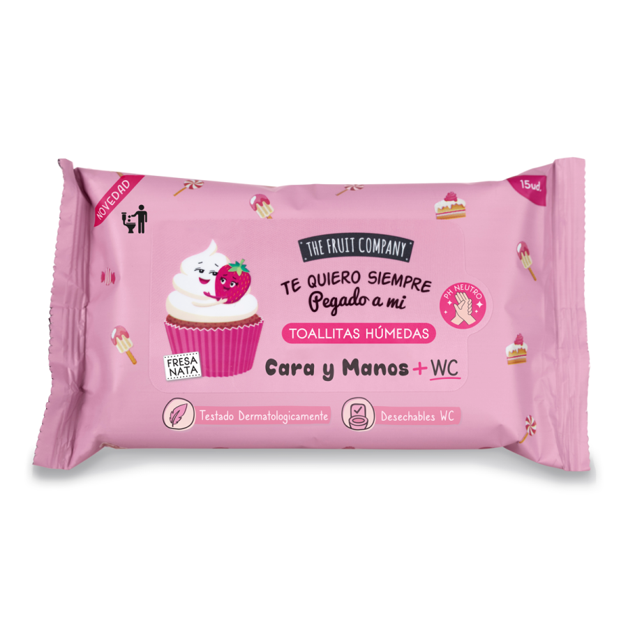 SALVIETTE UMIDIFICATE ALLA FRAGOLA E CREMA PER MANI VISO E WC THEFRUITCOMPANY
