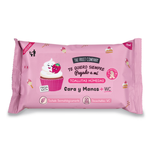 SALVIETTE UMIDIFICATE ALLA FRAGOLA E CREMA PER MANI VISO E WC THEFRUITCOMPANY