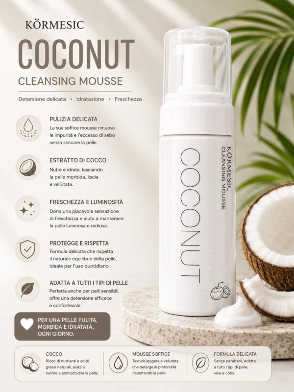 Mousse detergente viso Cocconut KORMESIC 150 ml